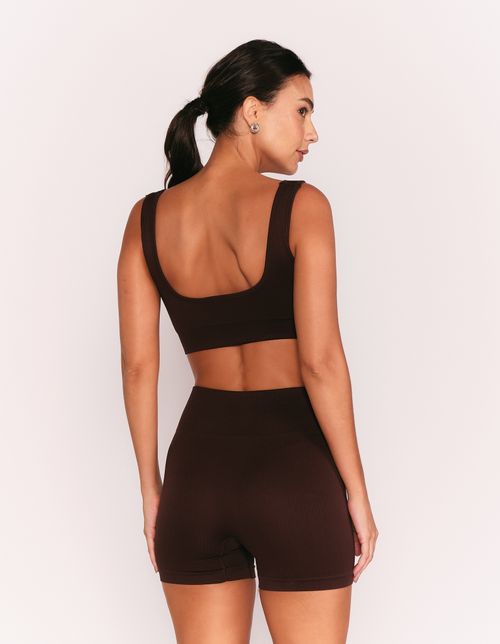 Top Alça Larga Seamless - Marrom