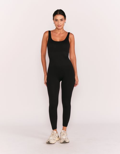 Macacão Alça Larga Seamless - Preto