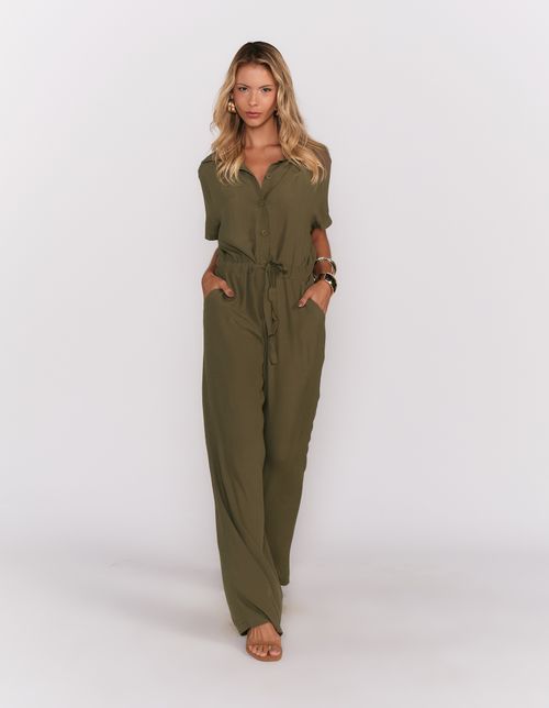 Macacão Manga Curta Tunel Cos - Verde