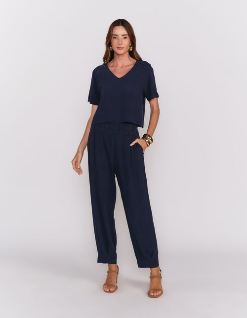 Calça Jogging Cós Tressê - Azul Marinho