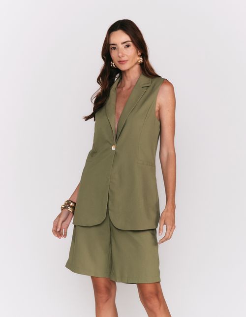 Bermuda Alfaiataria Faixa - Verde Oliva