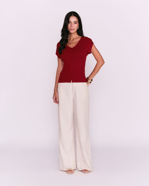 Blusa Tricot Detalhe Botões - Vermelho