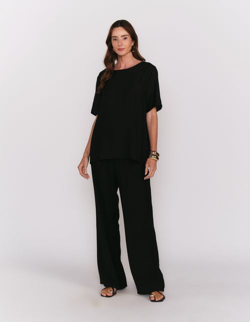 Blusa Manga Curta Ampla - Preto