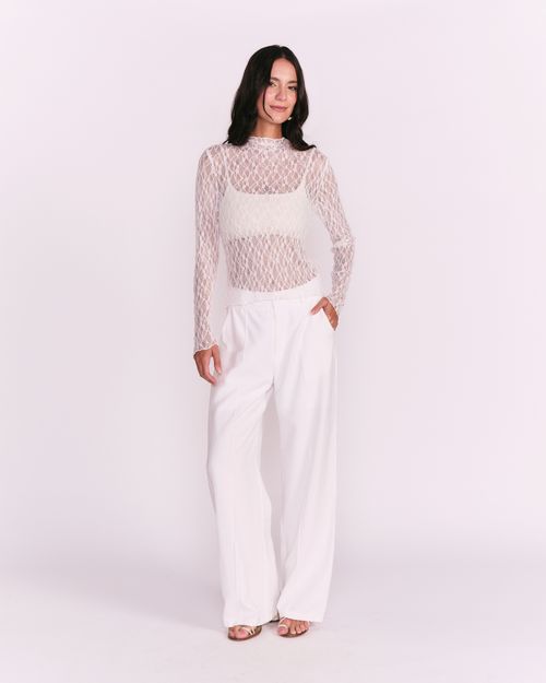 Calça Reta Com Bolsos - Branco