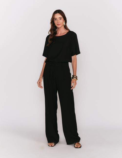Calça Pantalona Bolsos - Preto