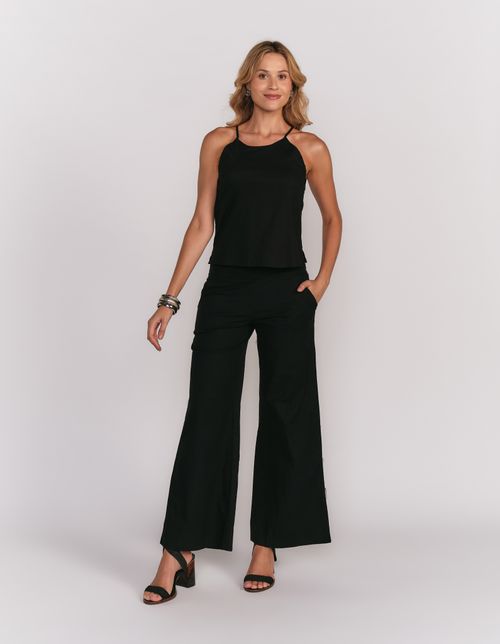 Calça Alfaiataria Flare Bolso Cóstas - Preto