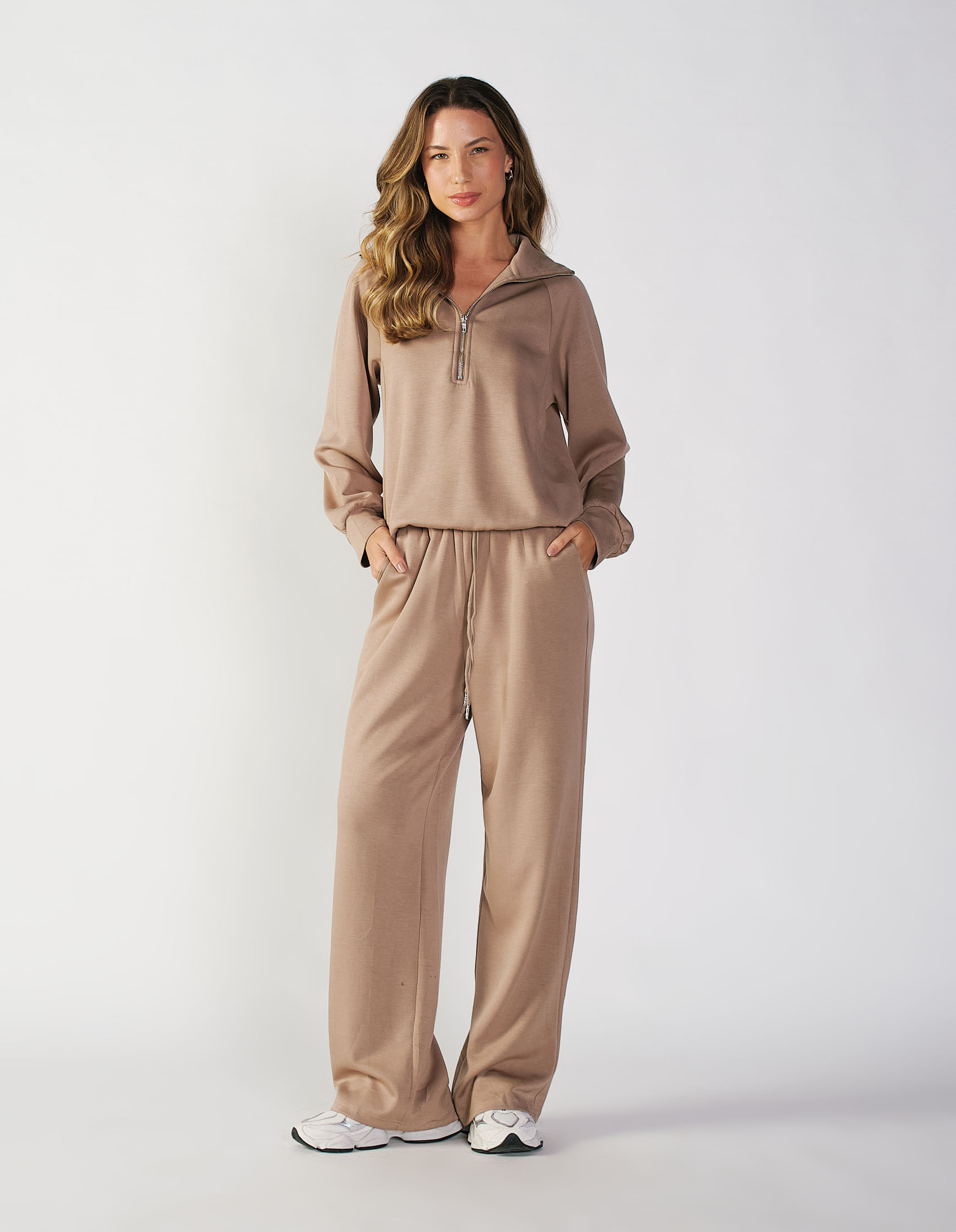 【 casia 】 Casaco Comfy Com Ziper - Cinza