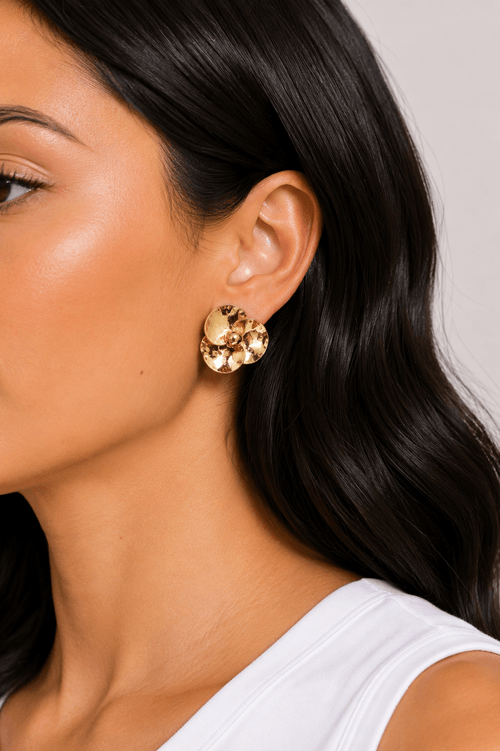 Brinco Flor Miolo Metal - Dourado