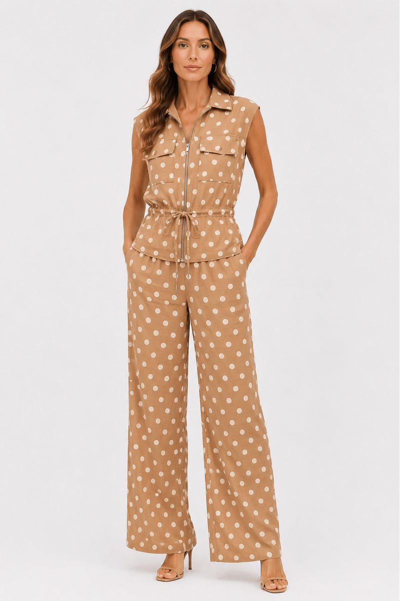 Calça Pantalona Poá - Marrom