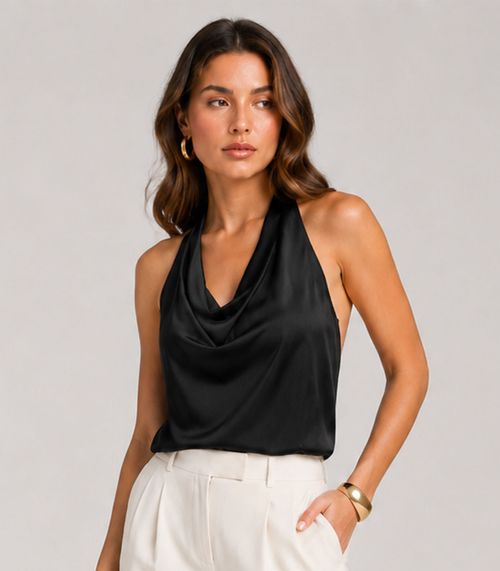 Blusa Feminina Com Decote Degagê Infinita Cor Preto