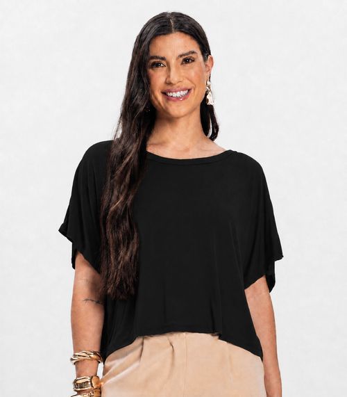 Blusa Feminina com Manga Morcego Rovitex Preto